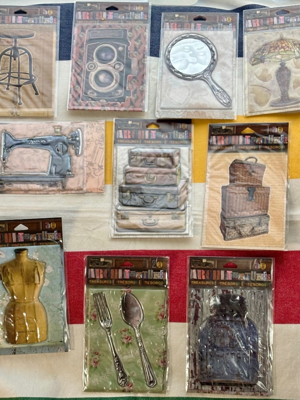 Bundle of 10 Beautiful Antique-inspired Adhesives (stickers). Each 4" in length.